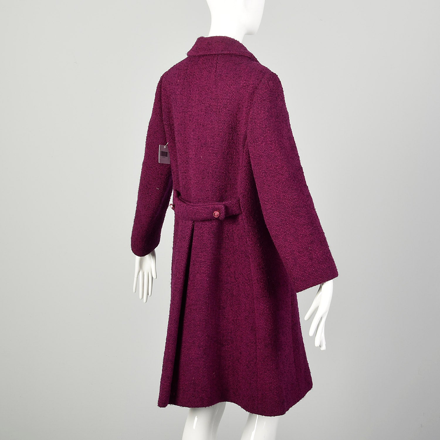 Small 1960s Coat Mauve Tweed Double Breasted Boucle Winter Vintage Outerwear