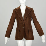 Small 1970s Brown Corduroy Blazer Casual Boho Hippie Jacket