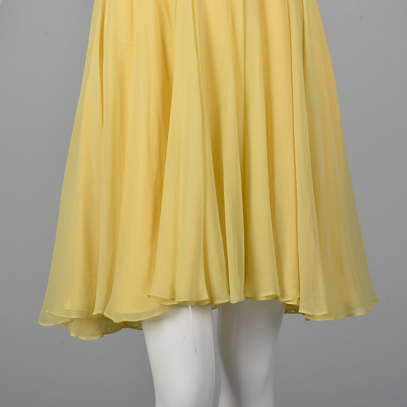 1960s Yellow Chiffon Beaded Dress