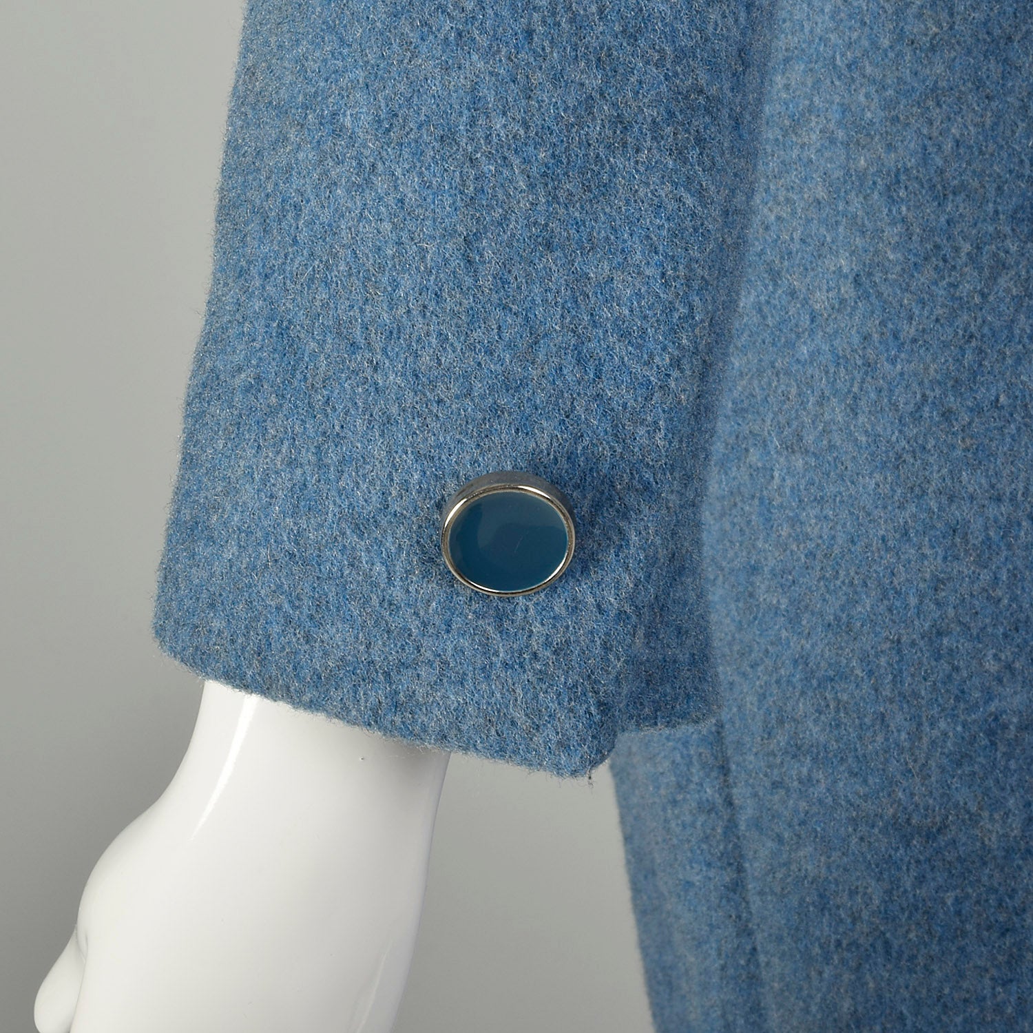 Small 1960s Coat Blue Wool Military Double Breasted Winter Vintage Outerwear