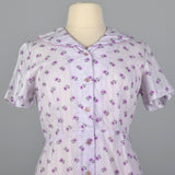 1950s Purple Floral Dress with Scallop Collar