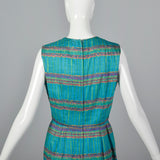 1950s Teal Print Dress