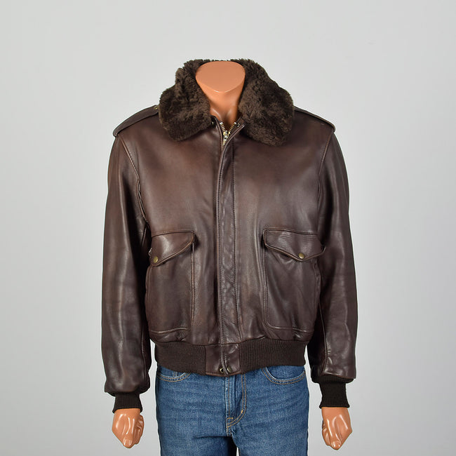 Large Mens Schott Brown Leather Jacket