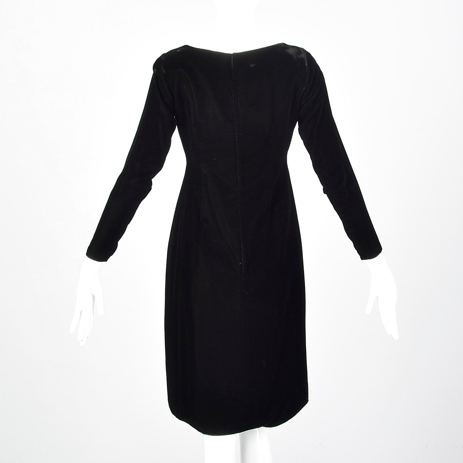1960s Black Velvet Long Sleeve Dress
