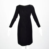 1960s Black Velvet Long Sleeve Dress
