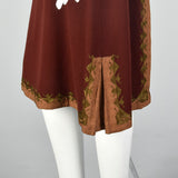 Small 1930s Wool Dress with Lamé and Embroidery