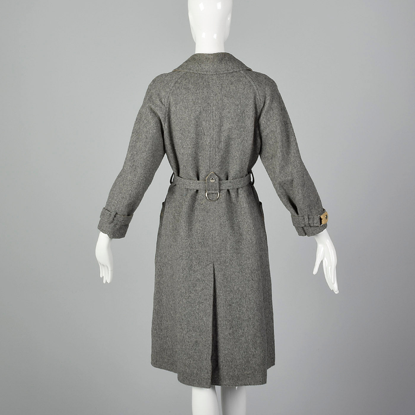 1970s Wool and Canvas Trench Coat with Snap Closures