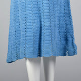 1930s Blue Crochet Dress with Ribbon Belt