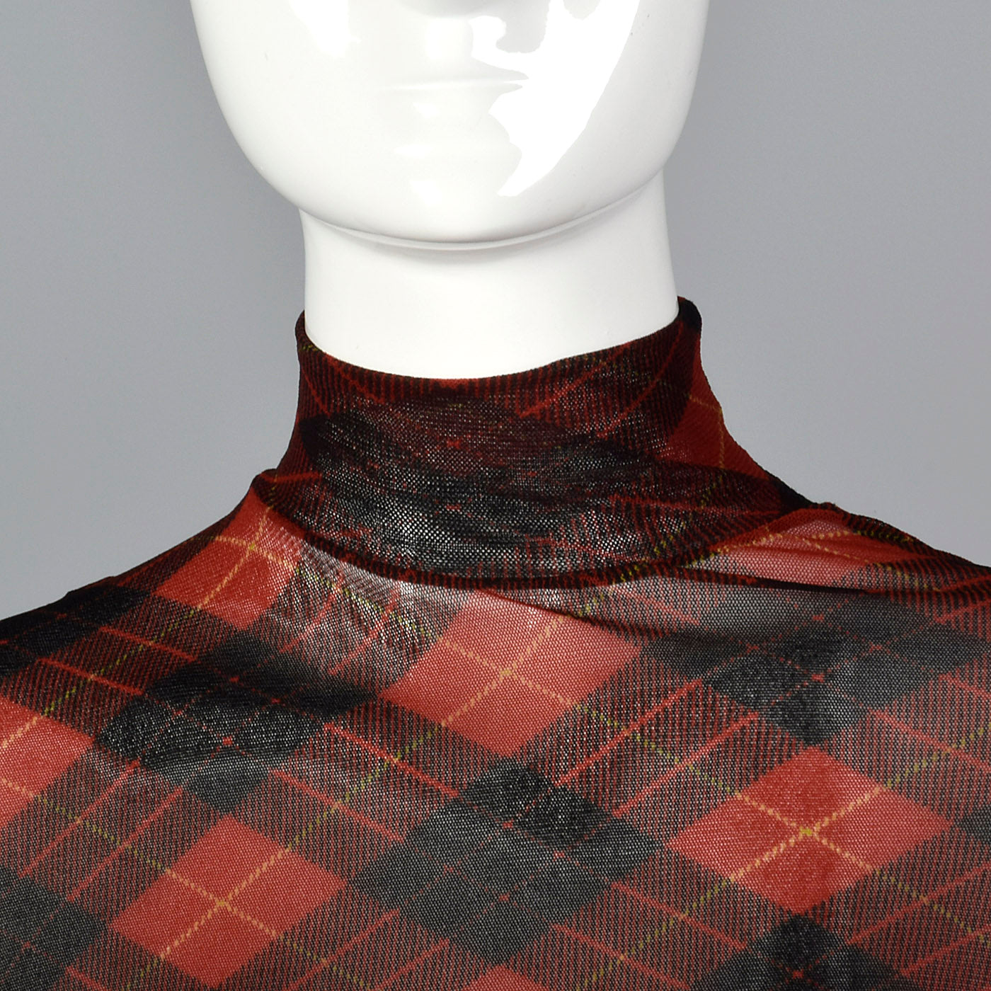 Jean Paul Gaultier Classique Tartan Plaid Stretch Mesh Top