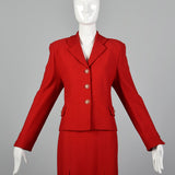 Large St. John Collection 1980s Red Knit Skirt Suit