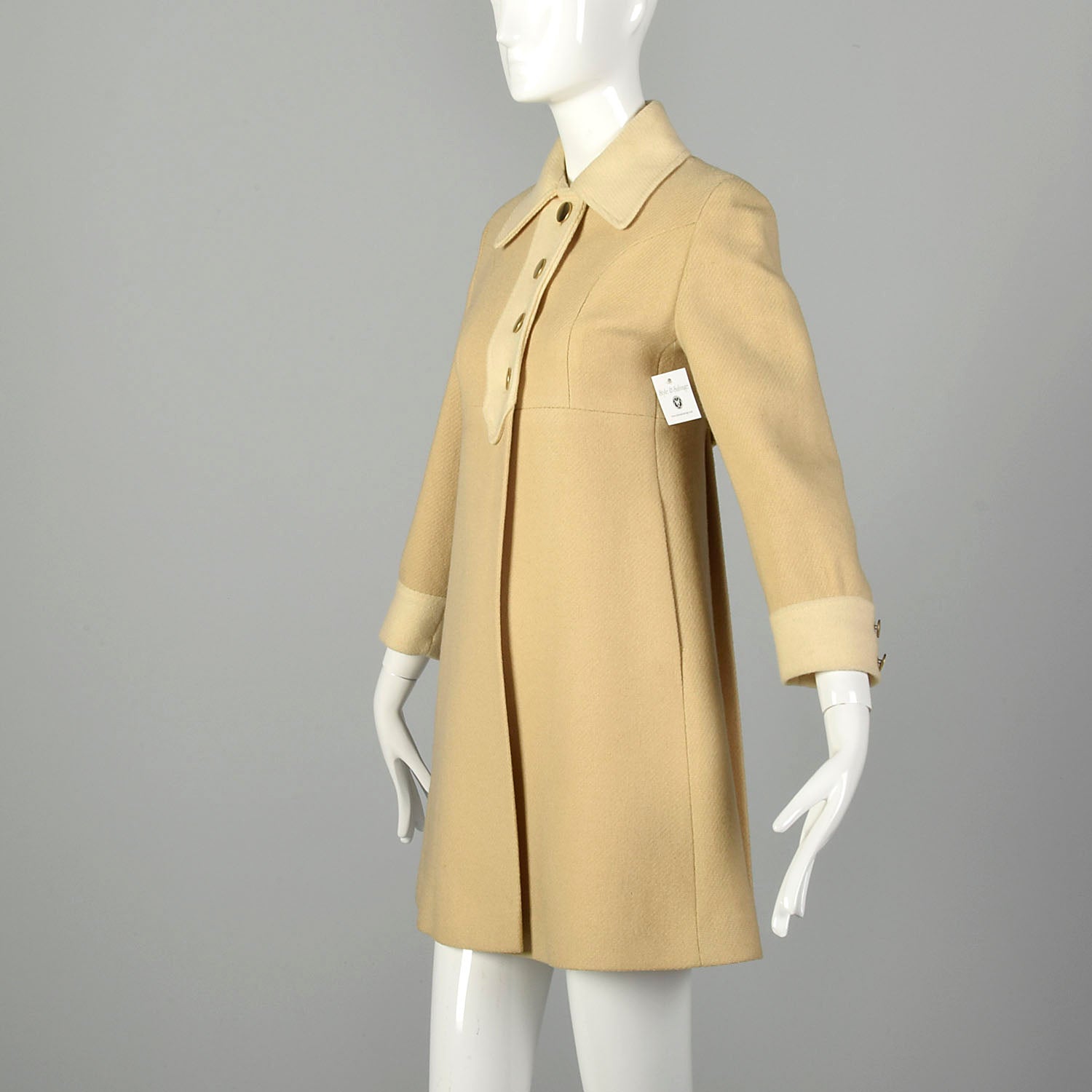 XXS 1960s Coat Mod Babydoll Style Beige Mini Jacket