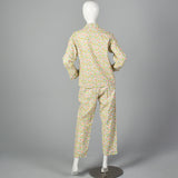 1960s Deadstock Flannel Pajamas in Pink Floral