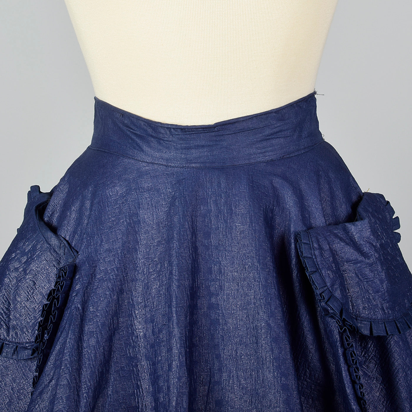 1950s Blue Circle Skirt with Patch Pockets