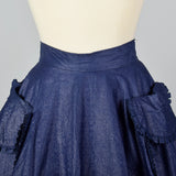 1950s Blue Circle Skirt with Patch Pockets