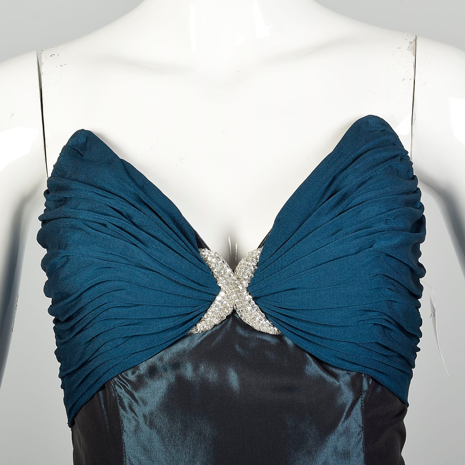 Medium Kevan Hall Couture Silk Taffeta Teal Evening Gown