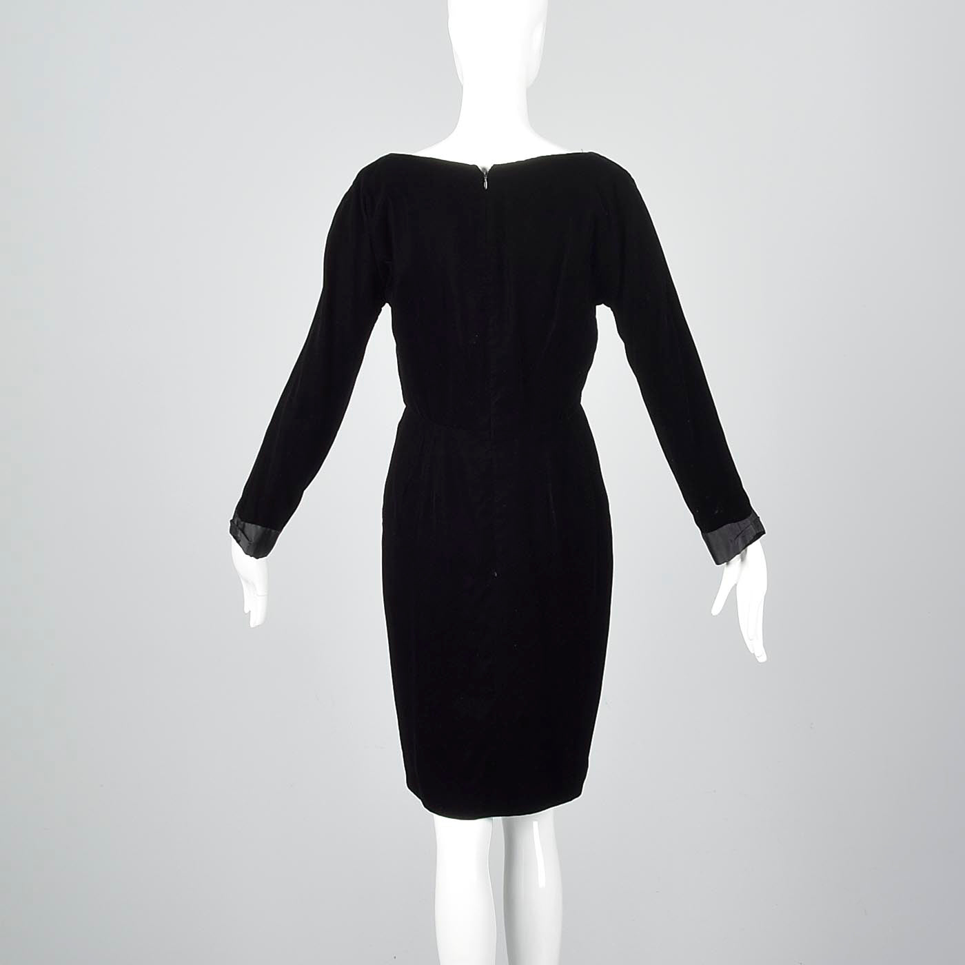 1980s Carolyne Roehm Black Velvet Dress