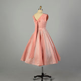 Medium 1950s Dress Pink Fit and Flare Circle Skirt Prom Evening Cocktail Gown