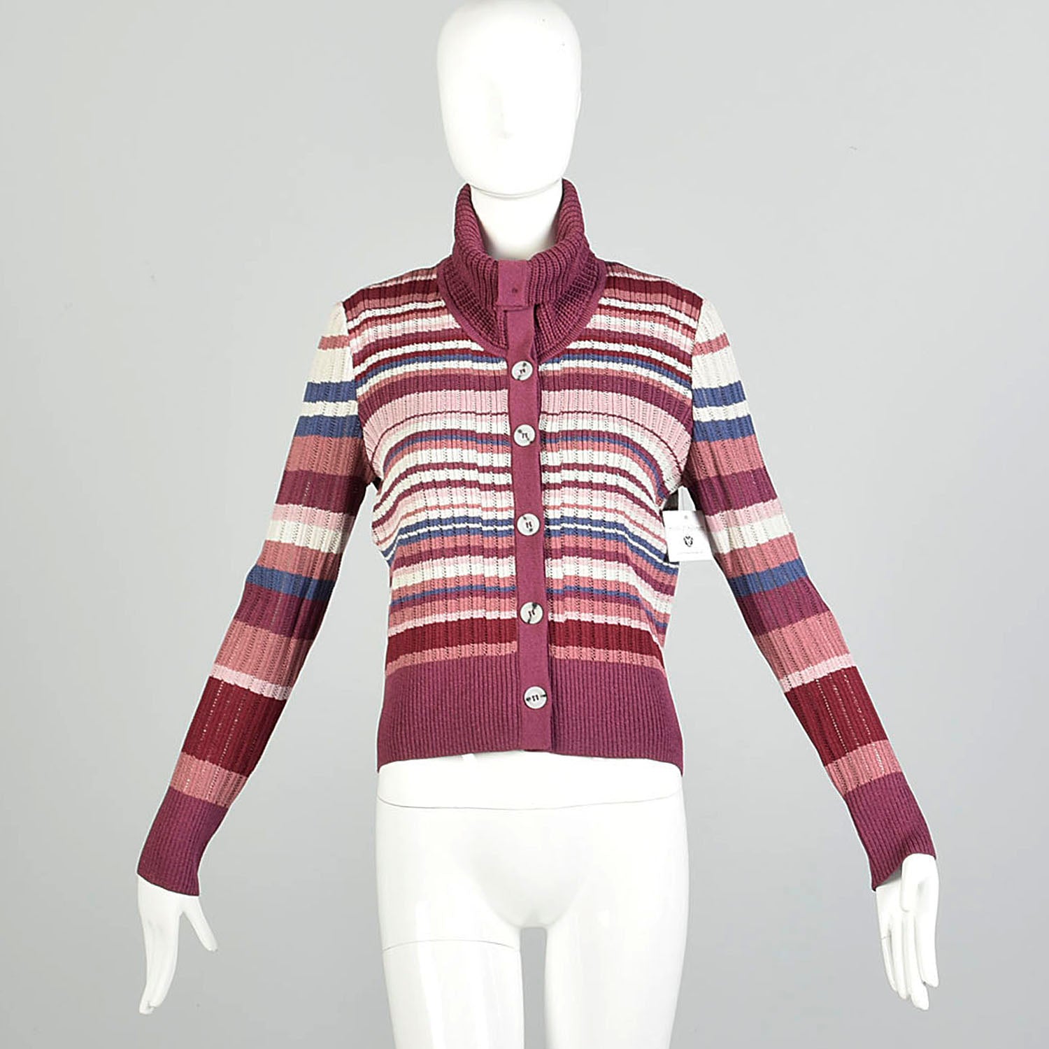 XXS 2000s St.John Twinset Horizontal Stripe Cardigan