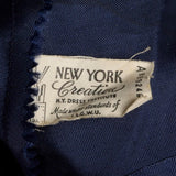 1940s Blue Flocked Swiss Dot Dress