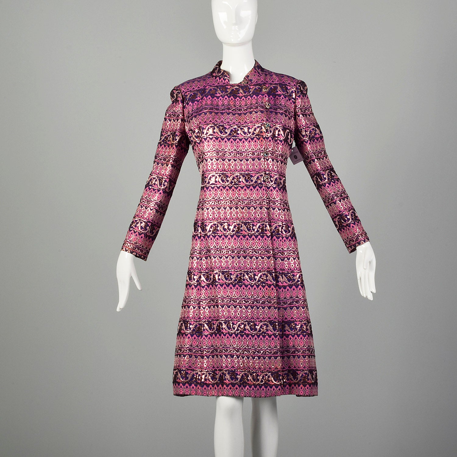 Medium 1960s Adele Simpson Metallic Brocade Coat