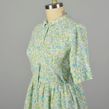 3XL 1960s Day Dress Short Sleeve Volup Casual Cotton Floral Summer