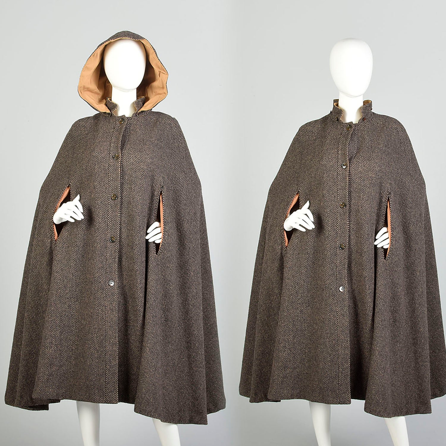 Short Tweed Hooded Cape