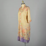 OSFM 1920s Ivory Floral Silk Robe