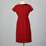 1950s Red Wool Dress with Satin Collar