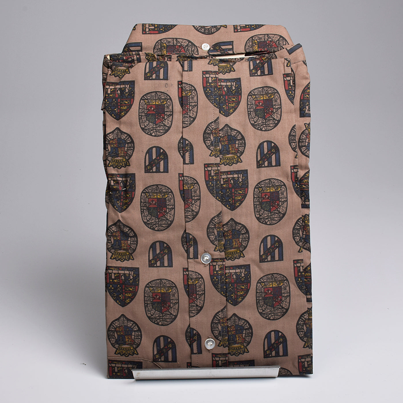 1950s Mens Deadstock Shirt with Novelty Stained Glass Print