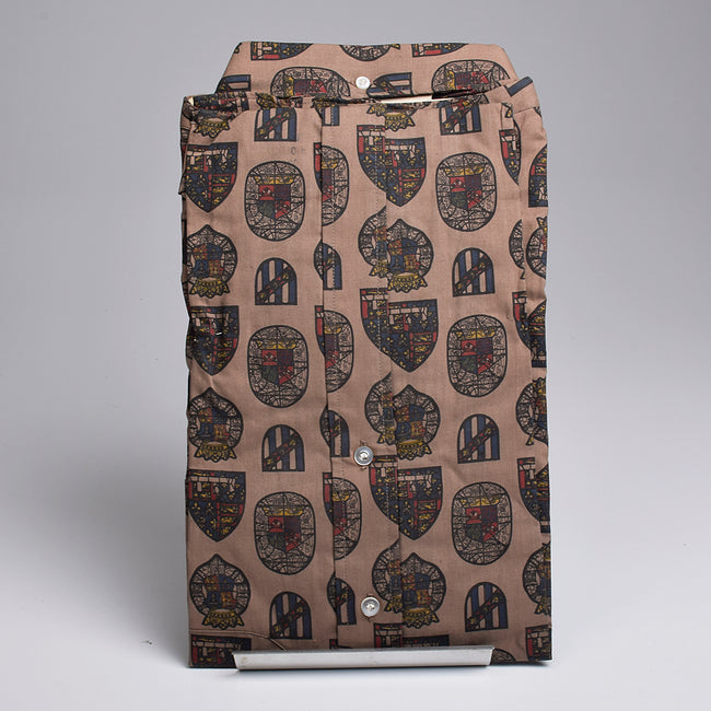 1950s Mens Deadstock Shirt with Novelty Stained Glass Print