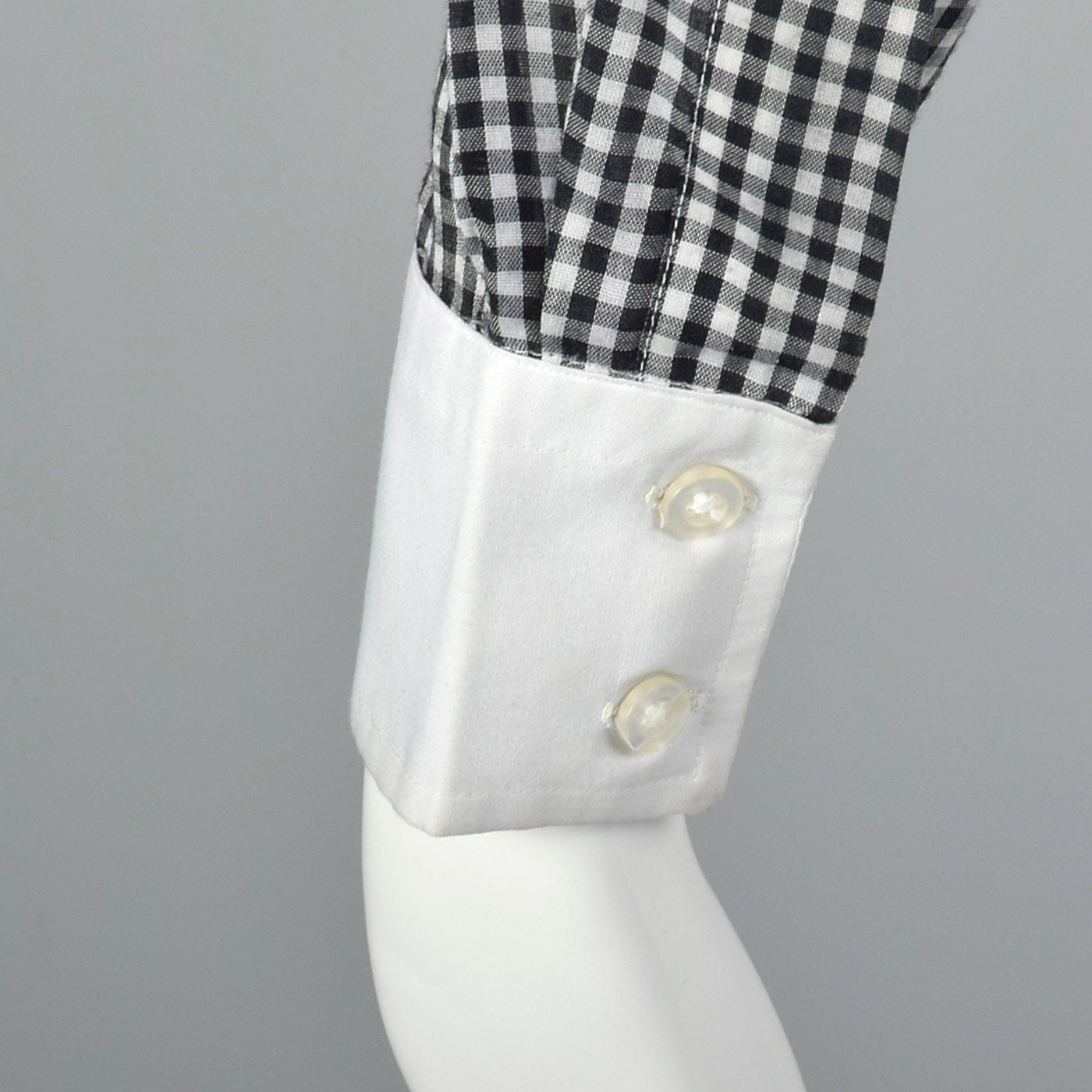 1970s Black and White Gingham Blouse