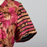 1950s Floral Dress with Sheer Detail Collar and Sleeves