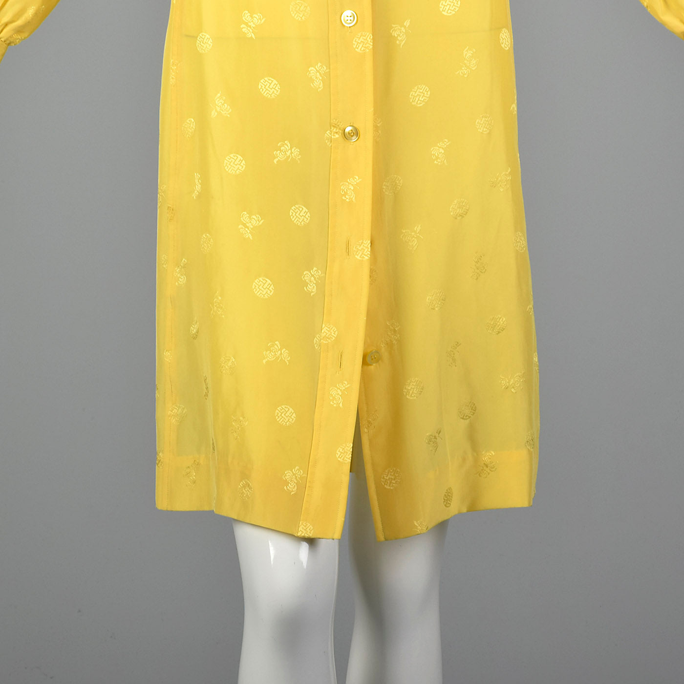 1970s Yellow Day Dress with Belted Waist