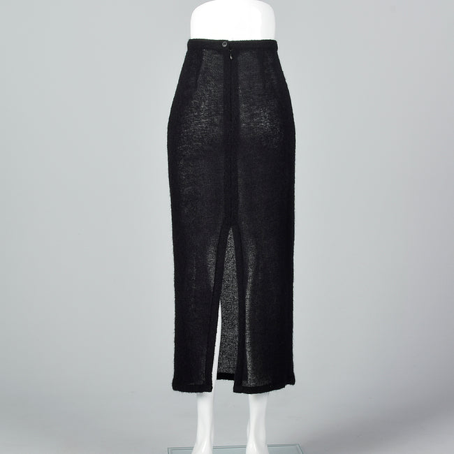 1990s Sheer Knit Wool Pencil Skirt