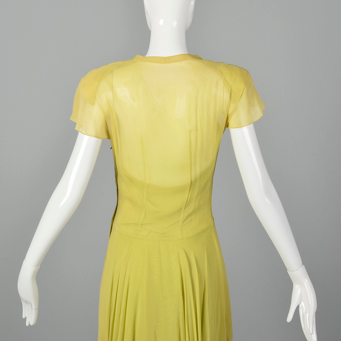 1940s Chartreuse Evening Gown