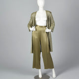 1990s Liancarlo Green Silk Women's 2 Piece Outfit