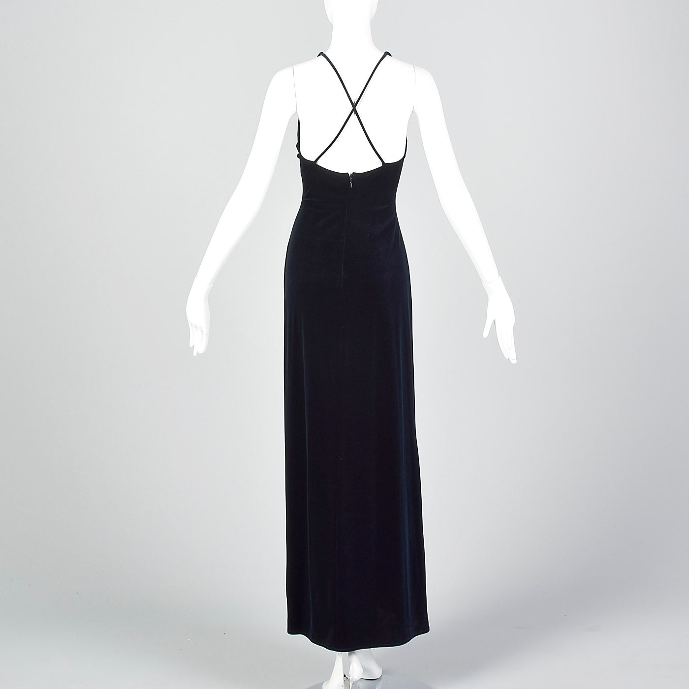 1990s Blue Velvet Evening Dress 1990s Blue Velvet Evening Dress