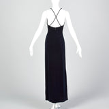 1990s Blue Velvet Evening Dress
