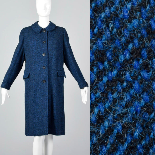 1950s Blue and Black Tweed Coat