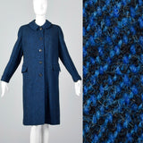 1950s Blue and Black Tweed Coat