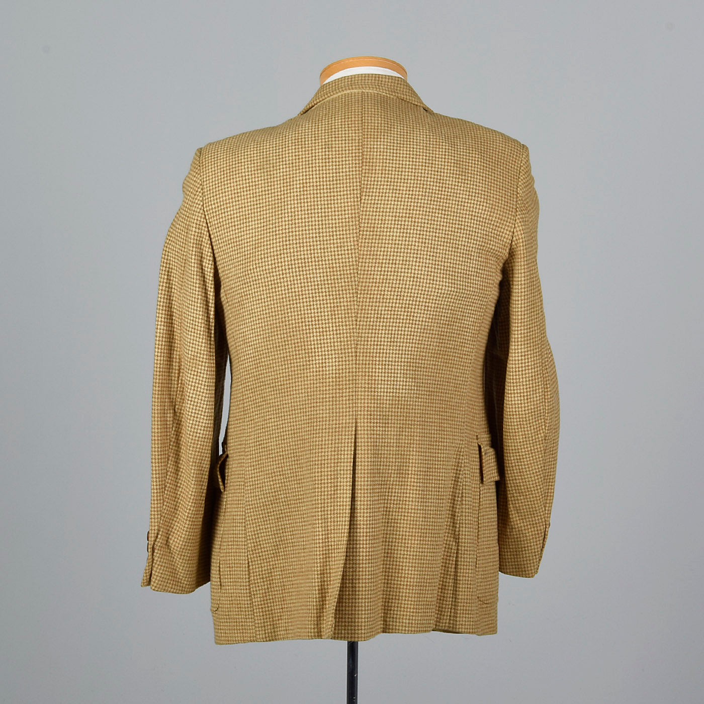 1970s Mens Houndstooth Blazer in Brown Wool