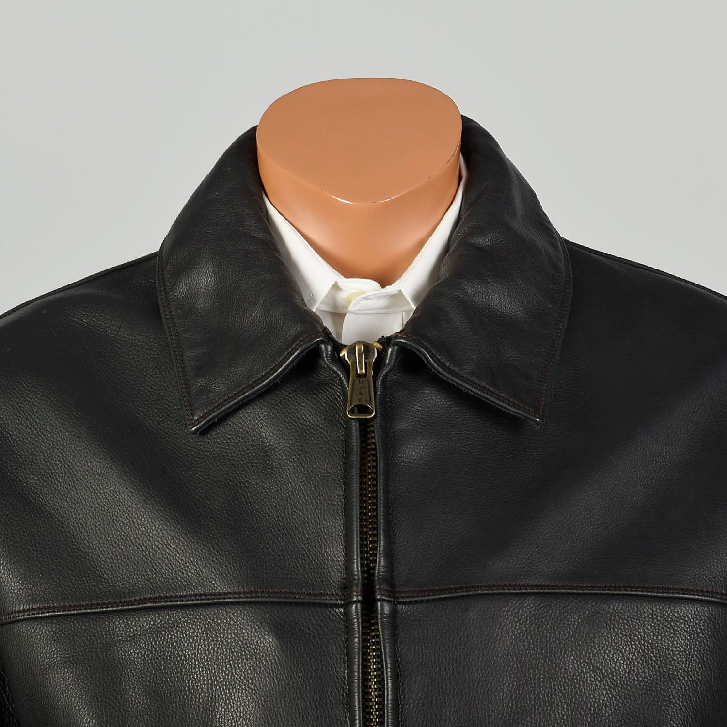 XXL 2000s Marc New York Jacket Classic Zip-Front Black Leather Winter Coat