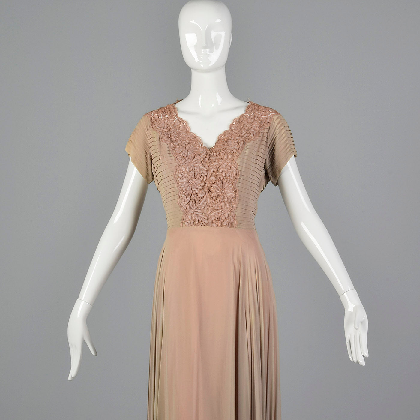1940s Nude and Pink Layered Evening Dress