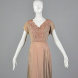 1940s Nude and Pink Layered Evening Dress