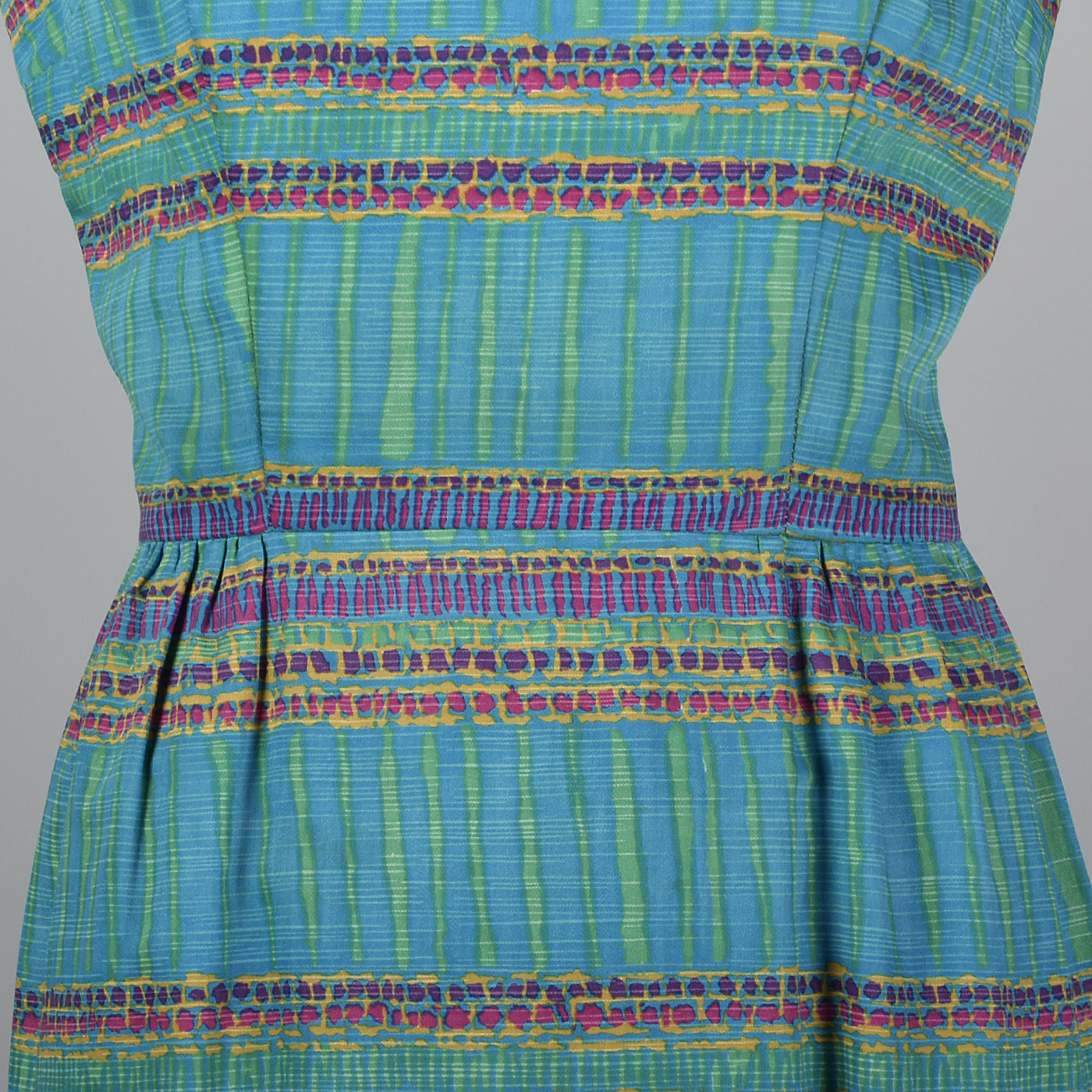 1950s Teal Print Dress