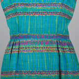 1950s Teal Print Dress