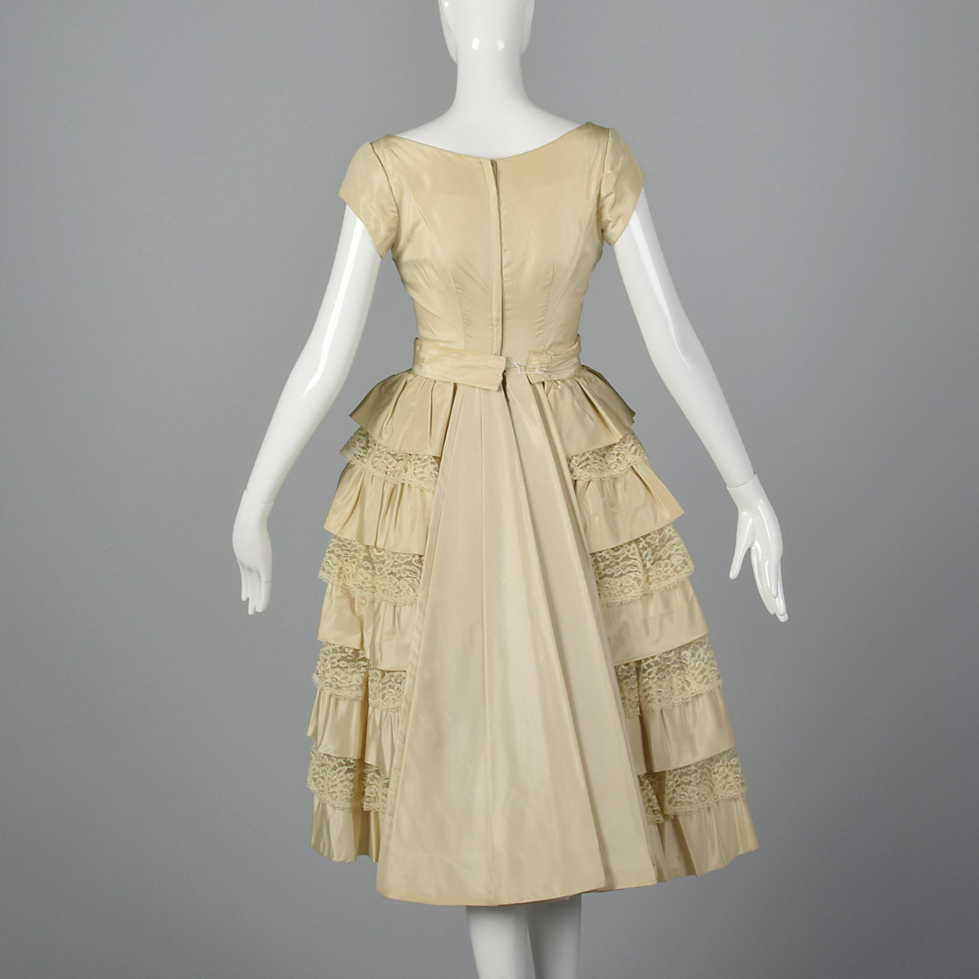 1950s Ivory Wedding Dress with Overskirt