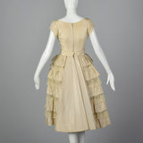 1950s Ivory Wedding Dress with Overskirt