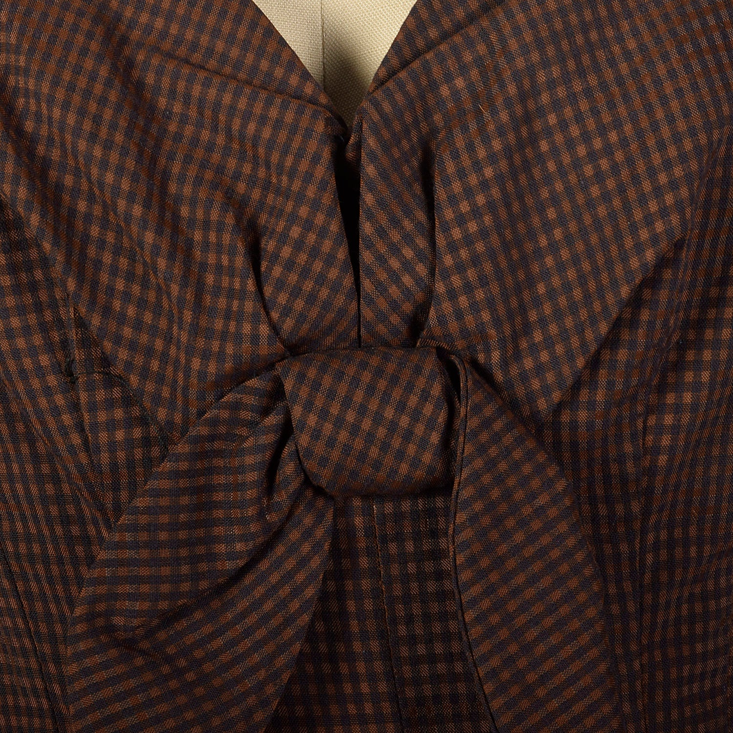 XS 1950s Brown and Black Gingham Dress