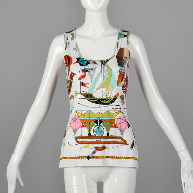 2000s Hermes Airship Print Tank Top